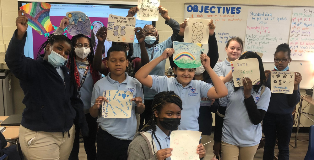 Syracuse Academy of Science and Citizenship elementary school’s 6th-grade student council members partnered with non-profit organization, Project Linus to create handmade quilts for children in need.
