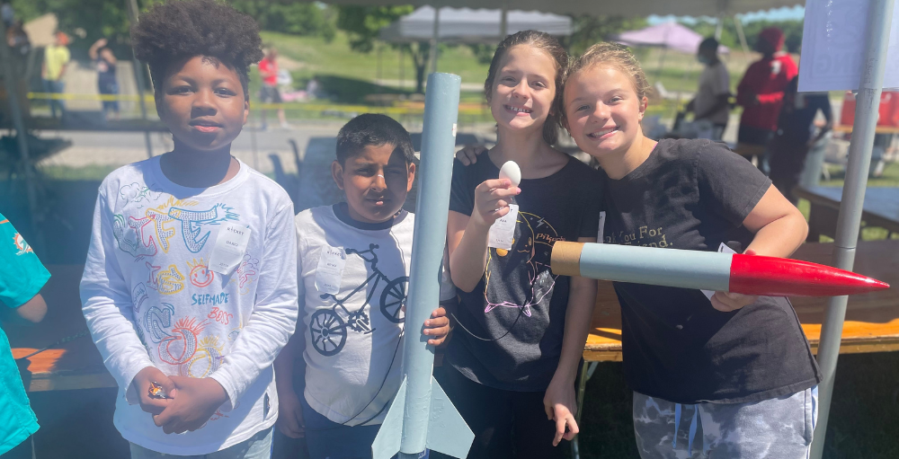 Syracuse Academy of Science and Citizenship elementary school’s 5th and 6th grade Atoms participated in the MOST’s annual Rocket Team Challenge held at Syracuse University’s Skytop Field.