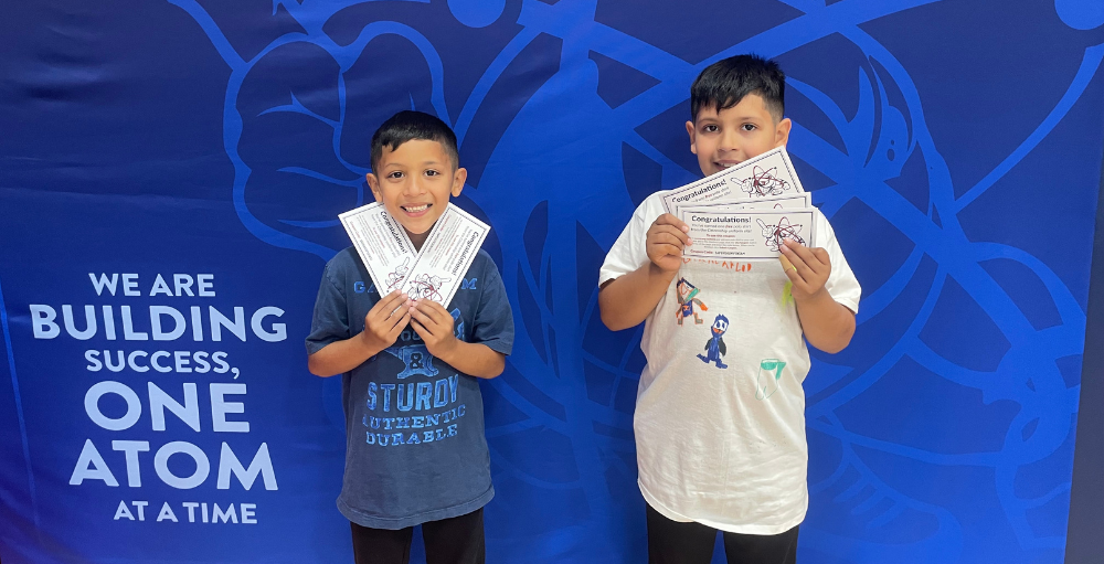 Syracuse Academy of Science and Citizenship elementary school announces its winners of the Atoms Referral Program. Congratulations to Soriano and Giancarlo Leon!